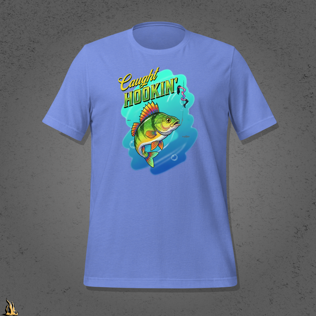 Caught Hookin' - Funny Fishing Graphic Unisex T-Shirt