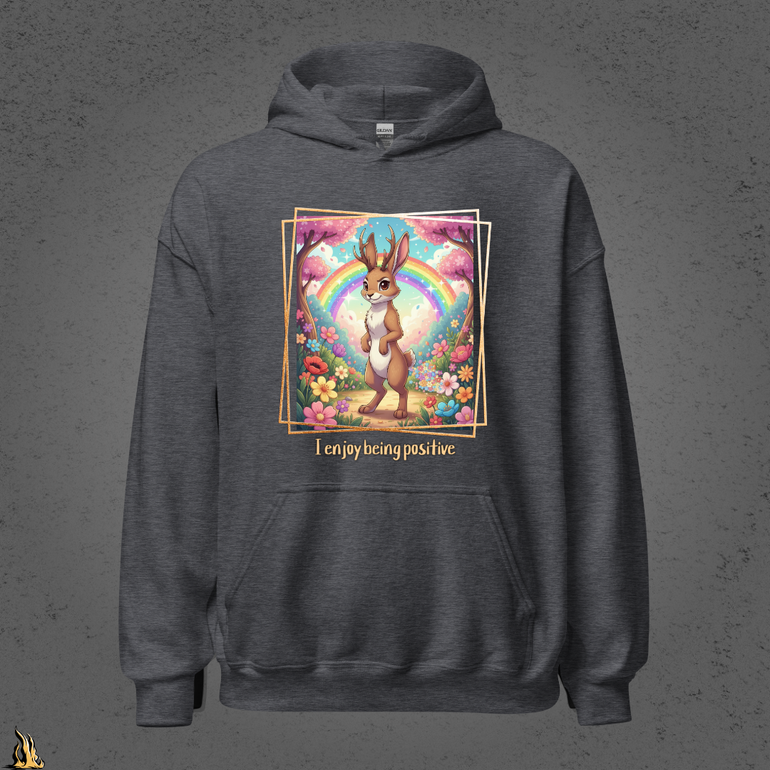 I Enjoy Being Positive | Cute Sarcastic Jackalope Unisex Hoodie