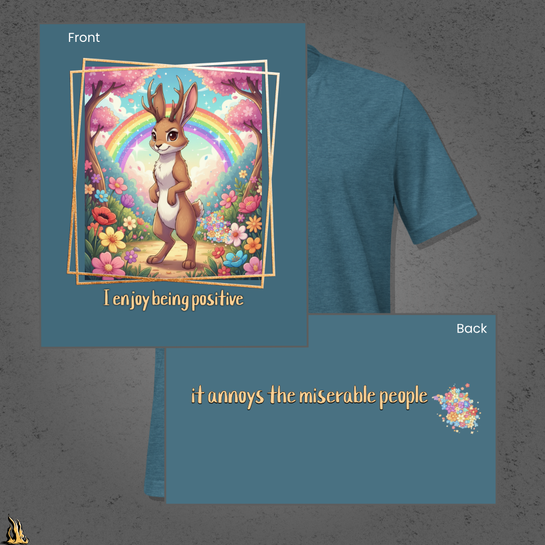 I Enjoy Being Positive | Funny Sarcastic Jackalope Unisex t-shirt