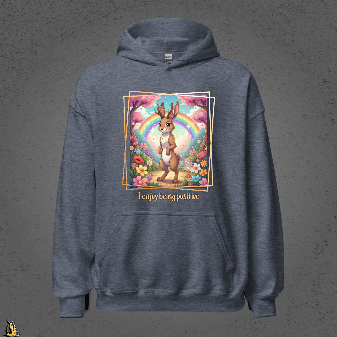 I Enjoy Being Positive | Cute Sarcastic Jackalope Unisex Hoodie