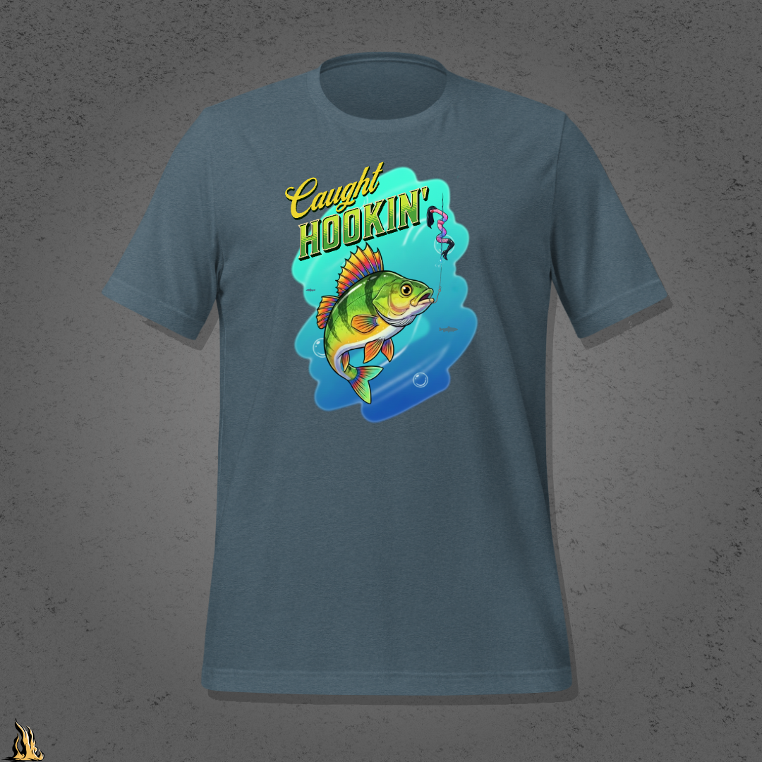 Caught Hookin' - Funny Fishing Graphic Unisex T-Shirt