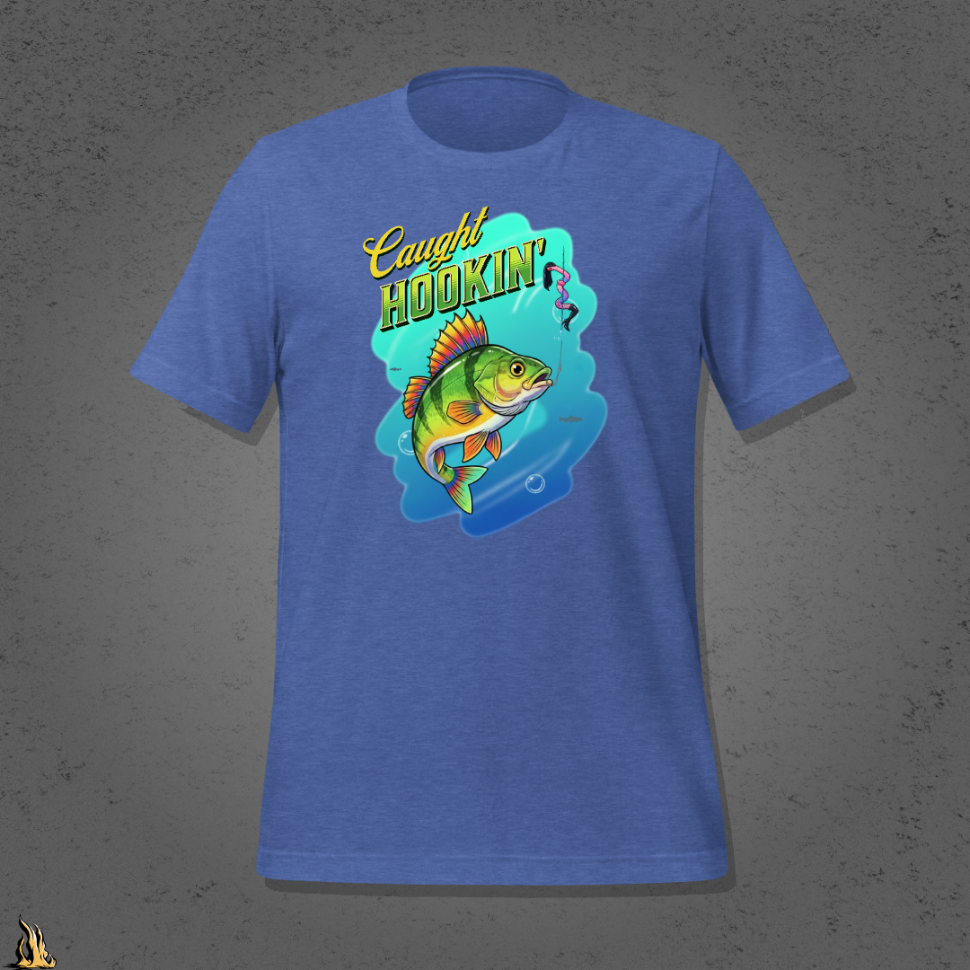 Caught Hookin' - Funny Fishing Graphic Unisex T-Shirt