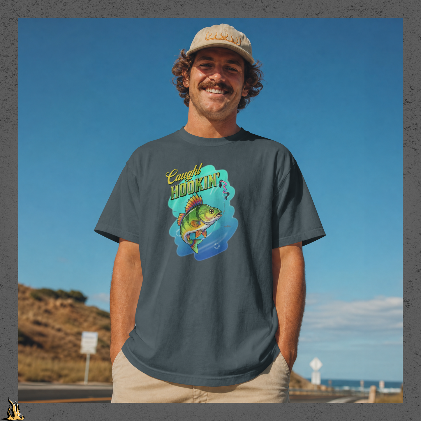 Caught Hookin' - Funny Fishing Graphic Unisex T-Shirt