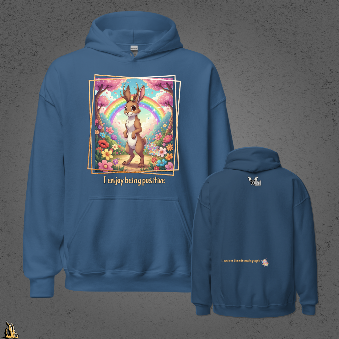 I Enjoy Being Positive | Cute Sarcastic Jackalope Unisex Hoodie