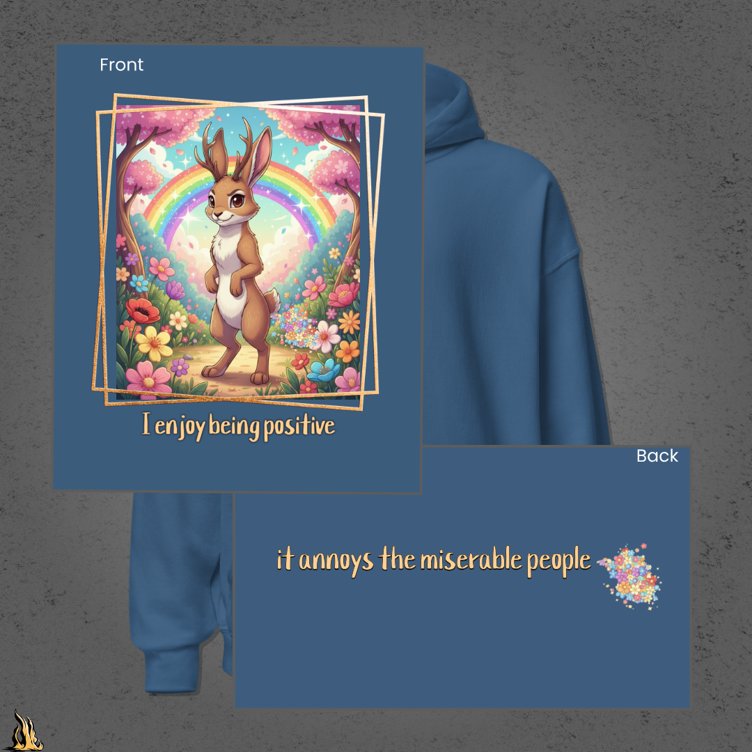 I Enjoy Being Positive | Cute Sarcastic Jackalope Unisex Hoodie