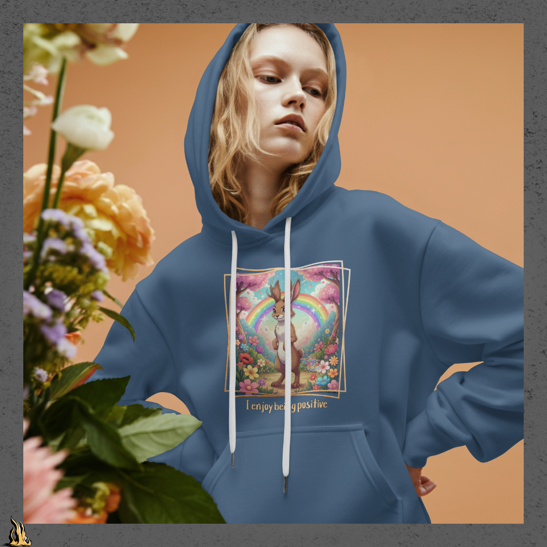 I Enjoy Being Positive | Cute Sarcastic Jackalope Unisex Hoodie