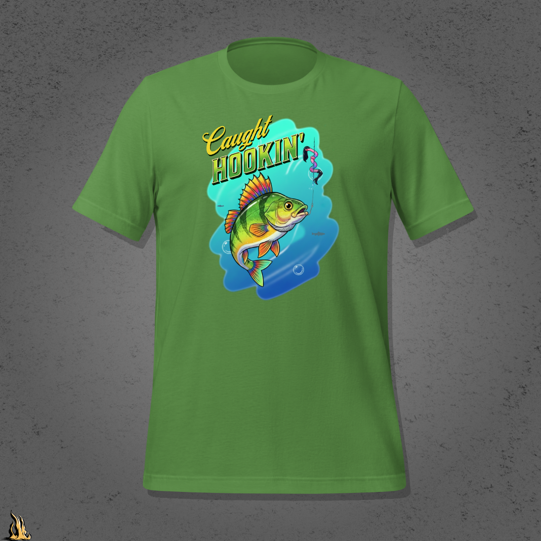 Caught Hookin' - Funny Fishing Graphic Unisex T-Shirt