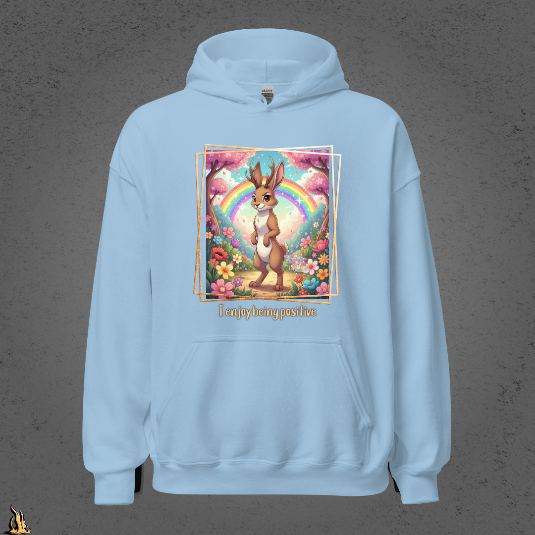 I Enjoy Being Positive | Cute Sarcastic Jackalope Unisex Hoodie