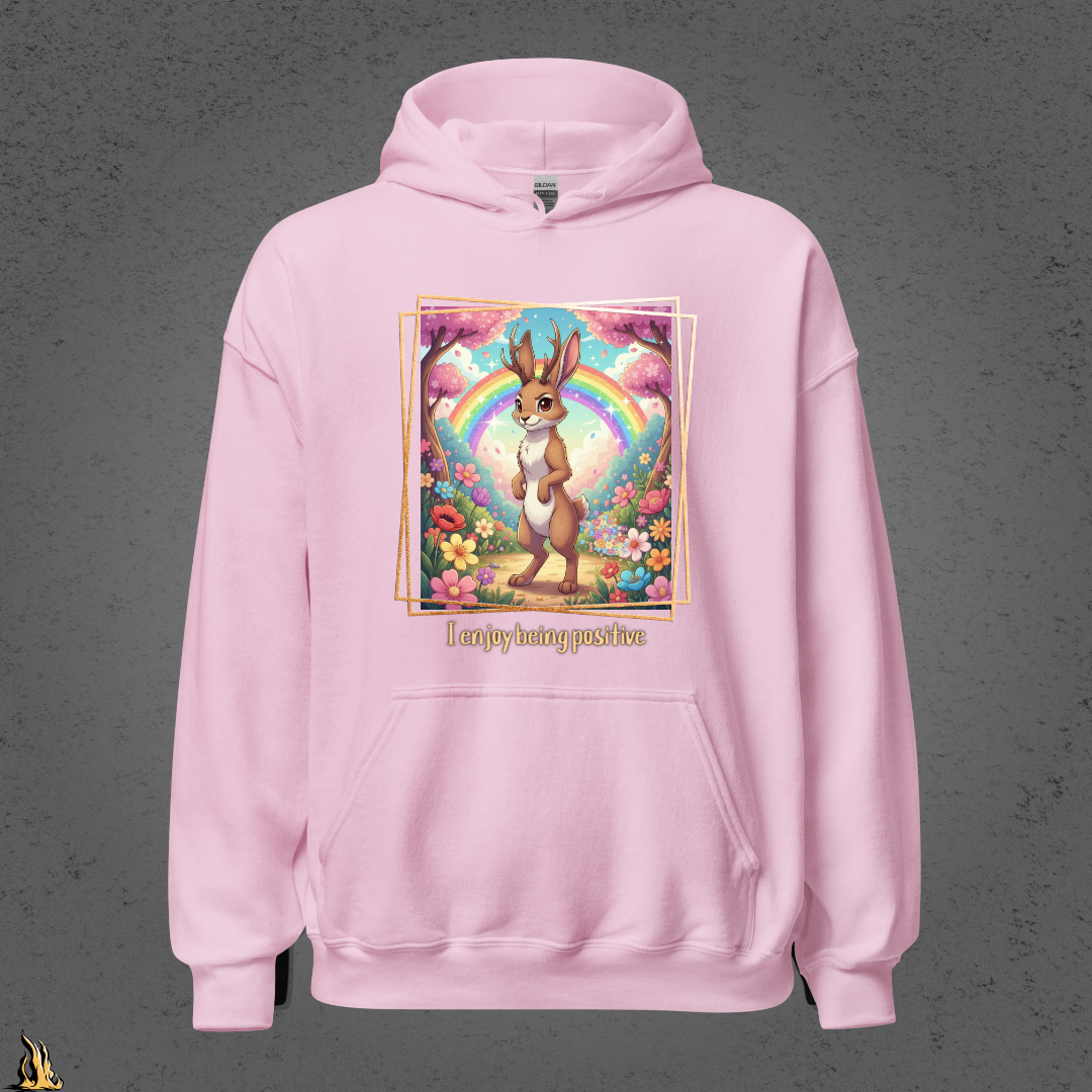 I Enjoy Being Positive | Cute Sarcastic Jackalope Unisex Hoodie