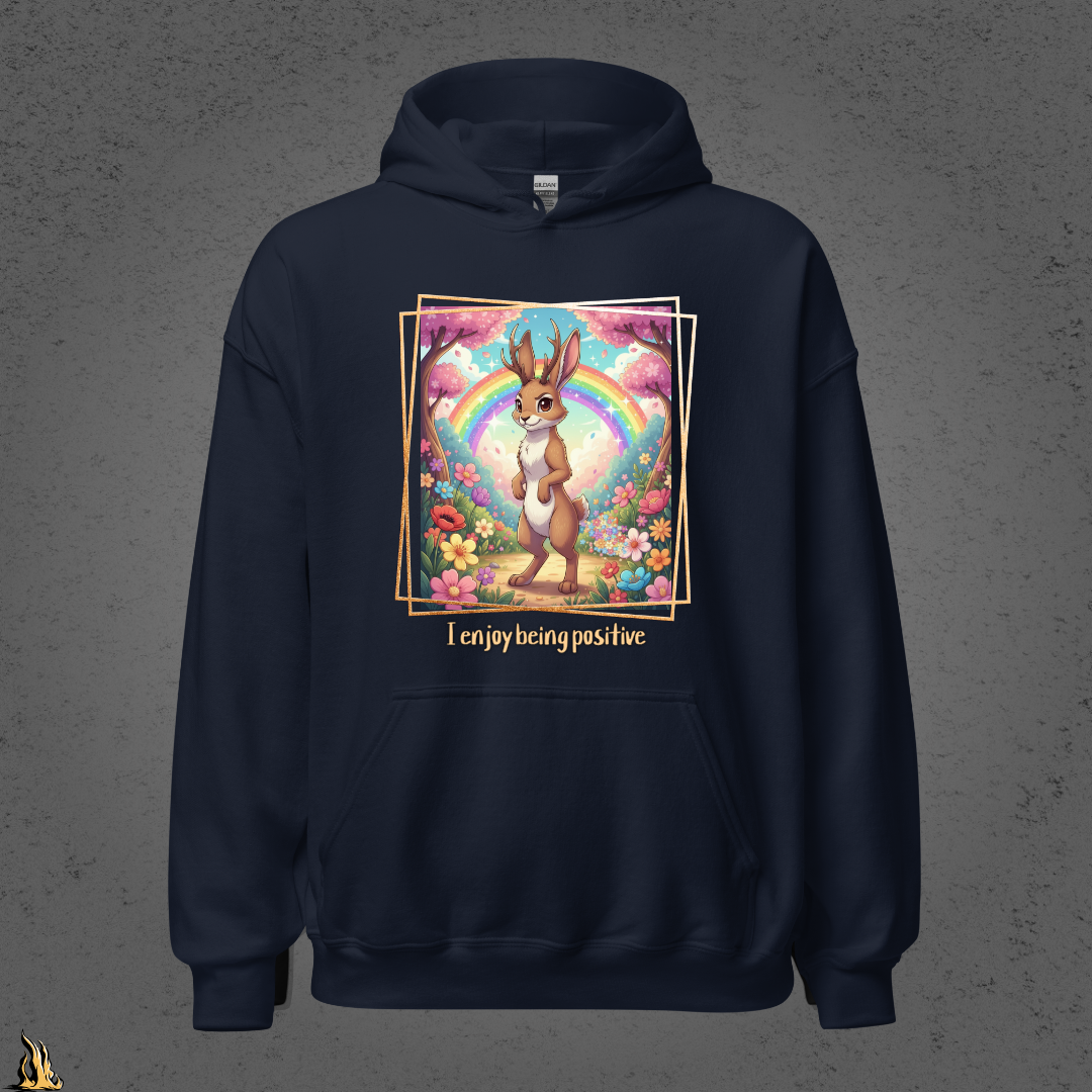 I Enjoy Being Positive | Cute Sarcastic Jackalope Unisex Hoodie