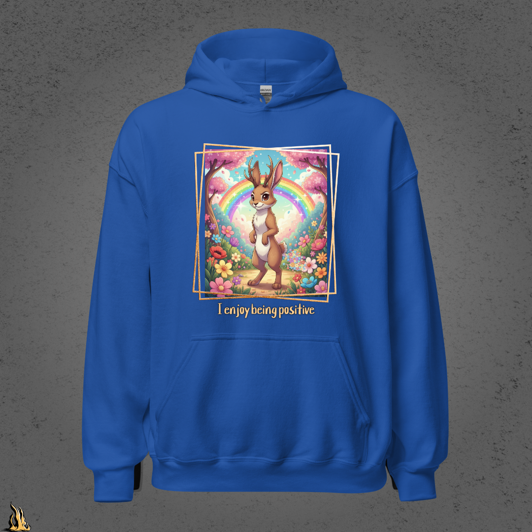 I Enjoy Being Positive | Cute Sarcastic Jackalope Unisex Hoodie